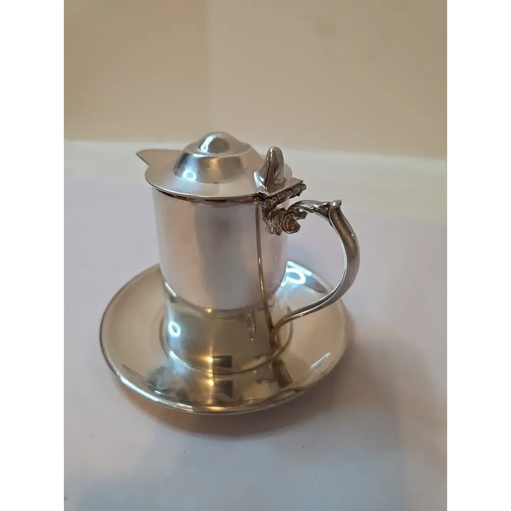 Antique Wallace Silver Plate M616 Creamer Attached Plate Hinged Lid